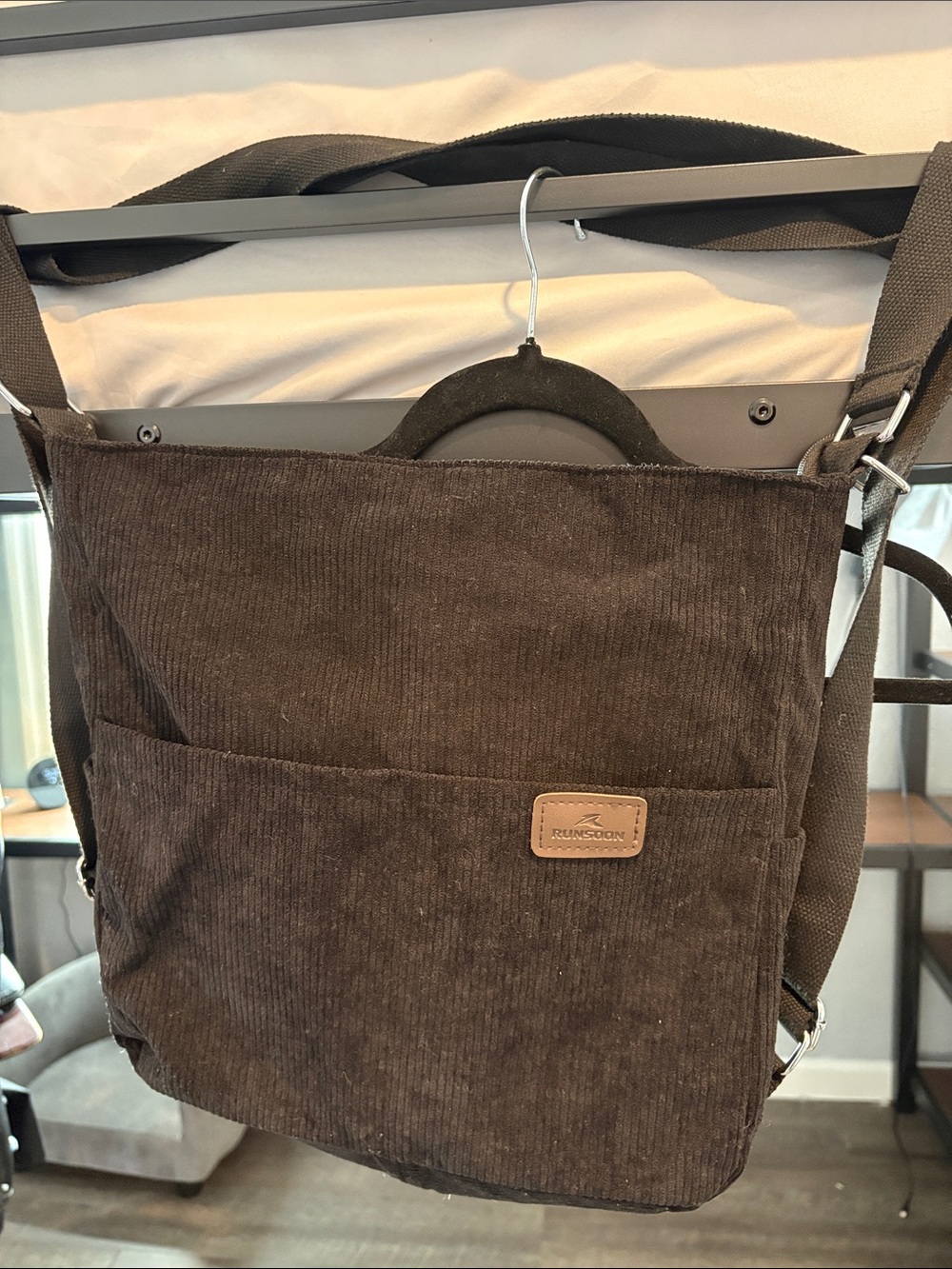 Unbranded Black Corduroy Crossbody Messenger Bag